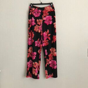 Susan Graver Reg Liquid Knit Pull-On Wide Leg Pants - Blk/Coral (Sz) a374117
